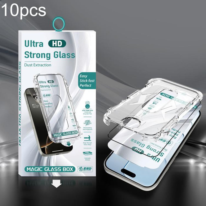 10 unidades de película de vidrio templado HD de borde a borde para caja a prueba de polvo USG de fácil instalación, For iPhone 17e / 16e / 14 / 13 Pro, For iPhone 17 Pro Max, For iPhone 17 Pro, For iPhone 17 / 16 Pro, For iPhone Air                   ...