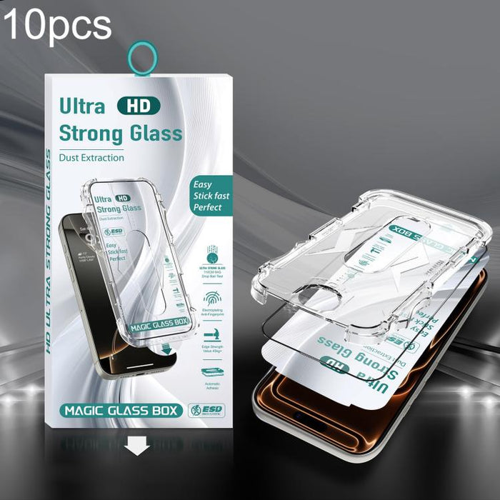 10 unidades de película de vidrio templado HD de borde a borde para caja a prueba de polvo USG de fácil instalación, For iPhone 17e / 16e / 14 / 13 Pro, For iPhone 17 Pro Max, For iPhone 17 Pro, For iPhone 17 / 16 Pro, For iPhone Air                   ...