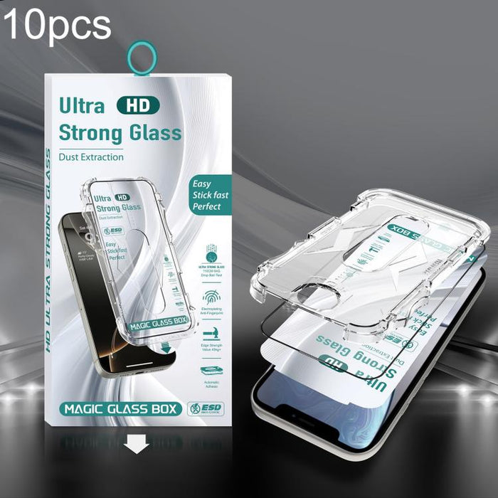 10 unidades de película de vidrio templado HD de borde a borde para caja a prueba de polvo USG de fácil instalación, For iPhone 17e / 16e / 14 / 13 Pro, For iPhone 17 Pro Max, For iPhone 17 Pro, For iPhone 17 / 16 Pro, For iPhone Air                   ...