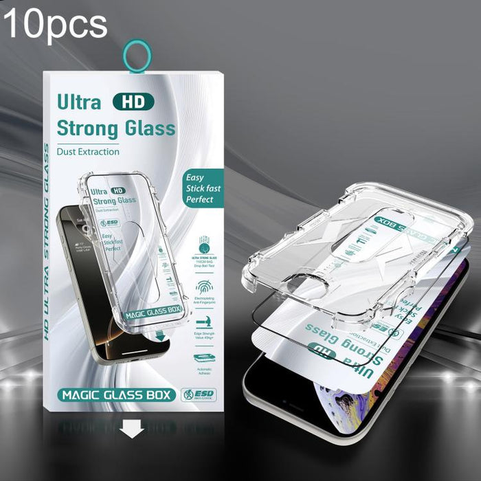 10 unidades de película de vidrio templado HD de borde a borde para caja a prueba de polvo USG de fácil instalación, For iPhone 17e / 16e / 14 / 13 Pro, For iPhone 17 Pro Max, For iPhone 17 Pro, For iPhone 17 / 16 Pro, For iPhone Air                   ...