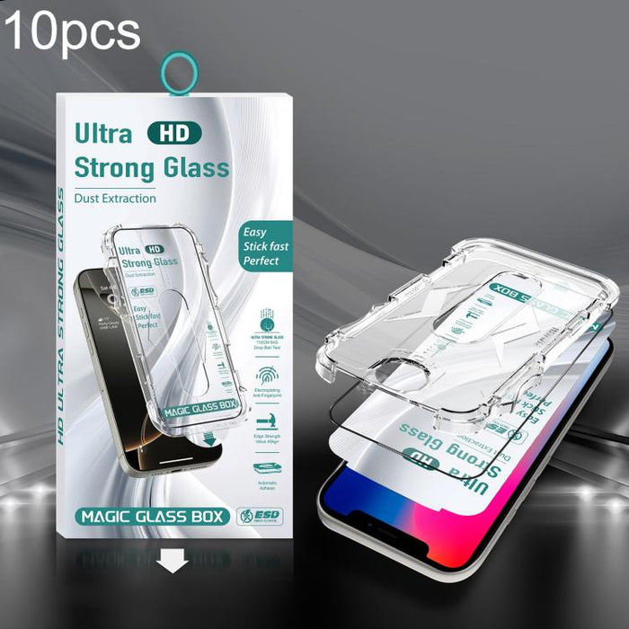 10 unidades de película de vidrio templado HD de borde a borde para caja a prueba de polvo USG de fácil instalación, For iPhone 17e / 16e / 14 / 13 Pro, For iPhone 17 Pro Max, For iPhone 17 Pro, For iPhone 17 / 16 Pro, For iPhone Air                   ...