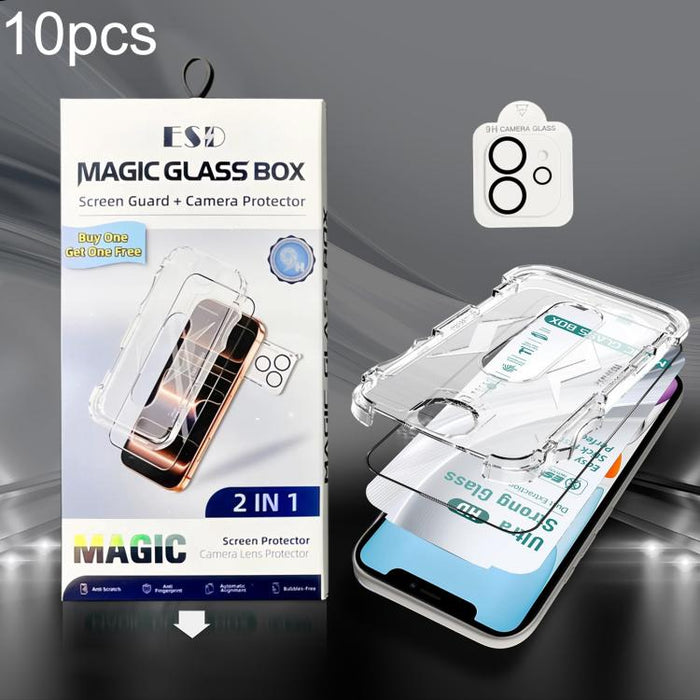 10 unidades de película de vidrio templado HD de borde a borde USG Easy Install para caja a prueba de polvo con película para lente, For iPhone 17e / 16e, For iPhone 17 Pro Max, For iPhone 17 Pro, For iPhone 17, For iPhone Air, For iPhone 16 Pro Max   ...