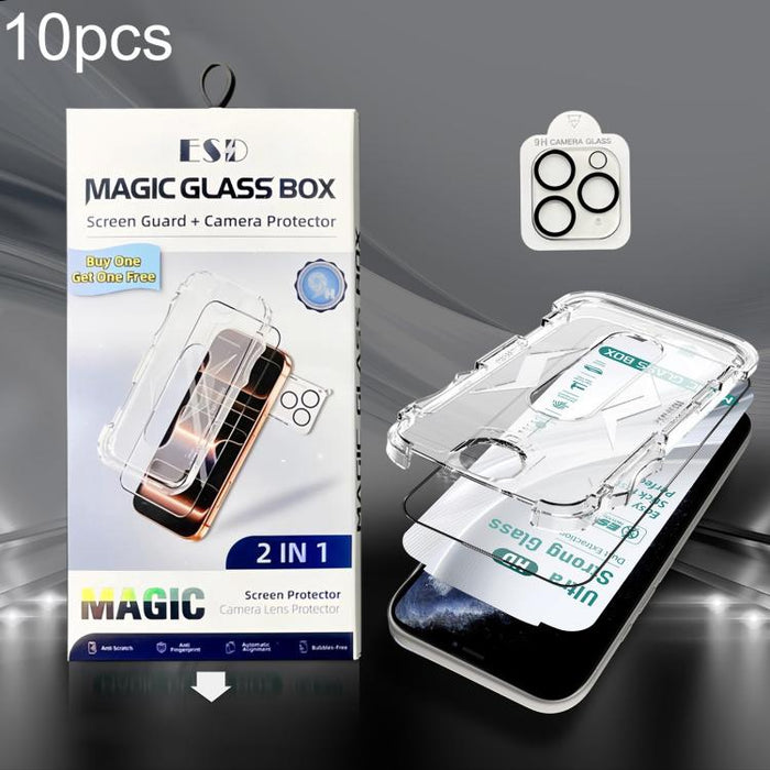 10 unidades de película de vidrio templado HD de borde a borde USG Easy Install para caja a prueba de polvo con película para lente, For iPhone 17e / 16e, For iPhone 17 Pro Max, For iPhone 17 Pro, For iPhone 17, For iPhone Air, For iPhone 16 Pro Max   ...