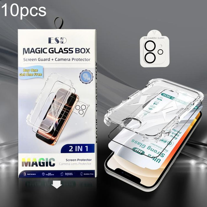 10 unidades de película de vidrio templado HD de borde a borde USG Easy Install para caja a prueba de polvo con película para lente, For iPhone 17e / 16e, For iPhone 17 Pro Max, For iPhone 17 Pro, For iPhone 17, For iPhone Air, For iPhone 16 Pro Max   ...