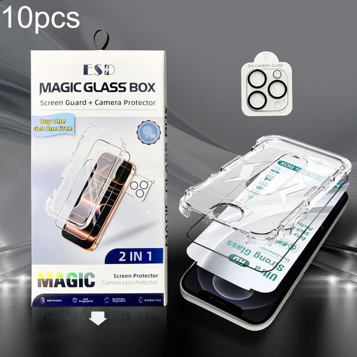 10 unidades de película de vidrio templado HD de borde a borde USG Easy Install para caja a prueba de polvo con película para lente, For iPhone 17e / 16e, For iPhone 17 Pro Max, For iPhone 17 Pro, For iPhone 17, For iPhone Air, For iPhone 16 Pro Max   ...