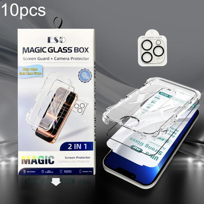 10 unidades de película de vidrio templado HD de borde a borde USG Easy Install para caja a prueba de polvo con película para lente, For iPhone 17e / 16e, For iPhone 17 Pro Max, For iPhone 17 Pro, For iPhone 17, For iPhone Air, For iPhone 16 Pro Max   ...