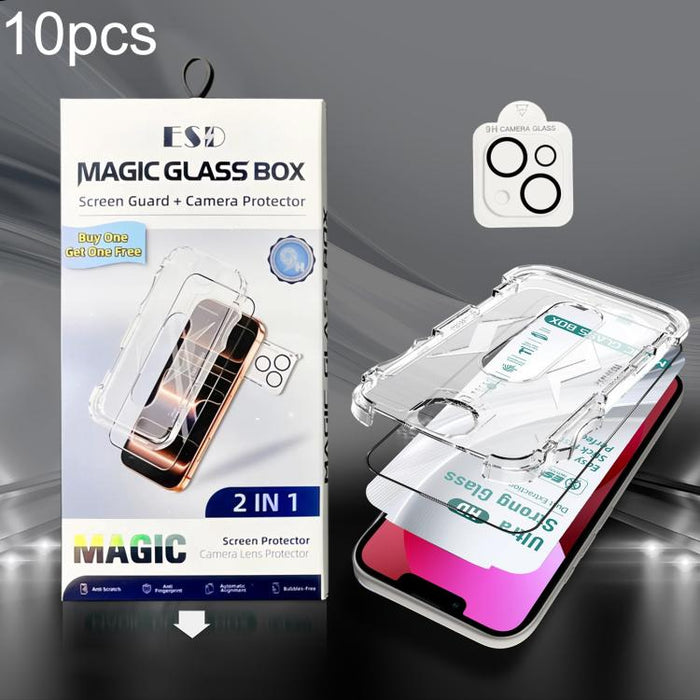 10 unidades de película de vidrio templado HD de borde a borde USG Easy Install para caja a prueba de polvo con película para lente, For iPhone 17e / 16e, For iPhone 17 Pro Max, For iPhone 17 Pro, For iPhone 17, For iPhone Air, For iPhone 16 Pro Max   ...
