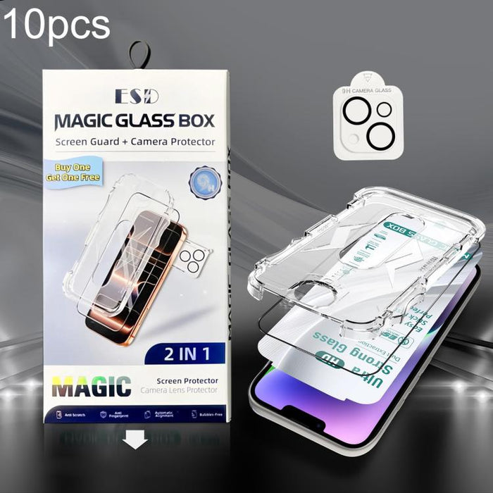 10 unidades de película de vidrio templado HD de borde a borde USG Easy Install para caja a prueba de polvo con película para lente, For iPhone 17e / 16e, For iPhone 17 Pro Max, For iPhone 17 Pro, For iPhone 17, For iPhone Air, For iPhone 16 Pro Max   ...