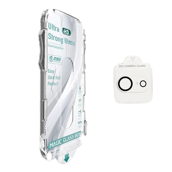 10 unidades de película de vidrio templado HD de borde a borde USG Easy Install para caja a prueba de polvo con película para lente, For iPhone 17e / 16e, For iPhone 17 Pro Max, For iPhone 17 Pro, For iPhone 17, For iPhone Air, For iPhone 16 Pro Max   ...