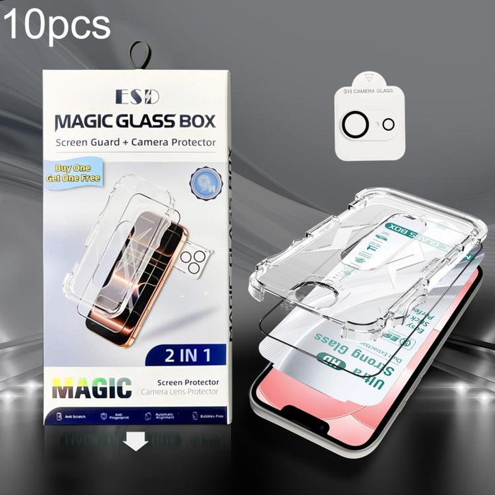10 unidades de película de vidrio templado HD de borde a borde USG Easy Install para caja a prueba de polvo con película para lente, For iPhone 17e / 16e, For iPhone 17 Pro Max, For iPhone 17 Pro, For iPhone 17, For iPhone Air, For iPhone 16 Pro Max   ...