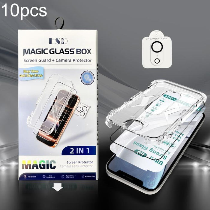 10 unidades de película de vidrio templado HD de borde a borde USG Easy Install para caja a prueba de polvo con película para lente, For iPhone 17e / 16e, For iPhone 17 Pro Max, For iPhone 17 Pro, For iPhone 17, For iPhone Air, For iPhone 16 Pro Max   ...