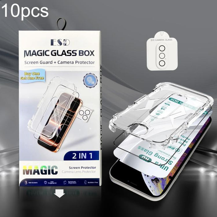 10 unidades de película de vidrio templado HD de borde a borde USG Easy Install para caja a prueba de polvo con película para lente, For iPhone 17e / 16e, For iPhone 17 Pro Max, For iPhone 17 Pro, For iPhone 17, For iPhone Air, For iPhone 16 Pro Max   ...