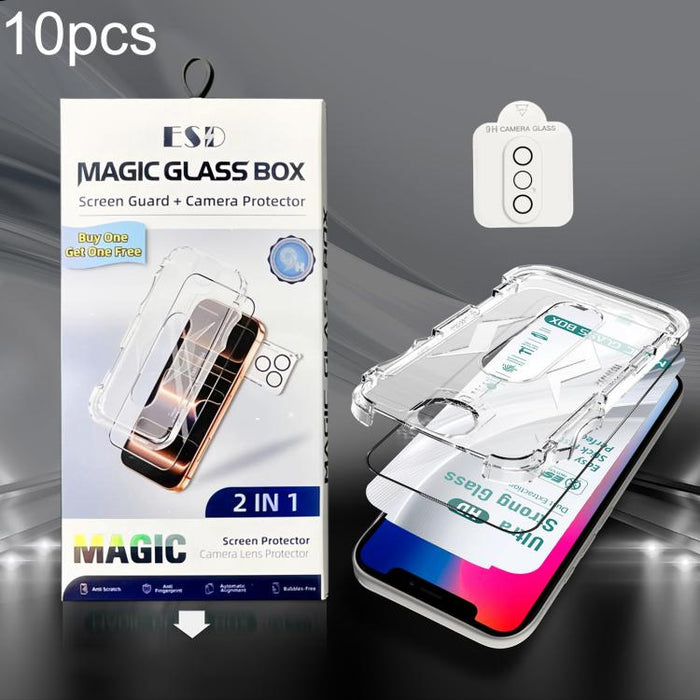 10 unidades de película de vidrio templado HD de borde a borde USG Easy Install para caja a prueba de polvo con película para lente, For iPhone 17e / 16e, For iPhone 17 Pro Max, For iPhone 17 Pro, For iPhone 17, For iPhone Air, For iPhone 16 Pro Max   ...