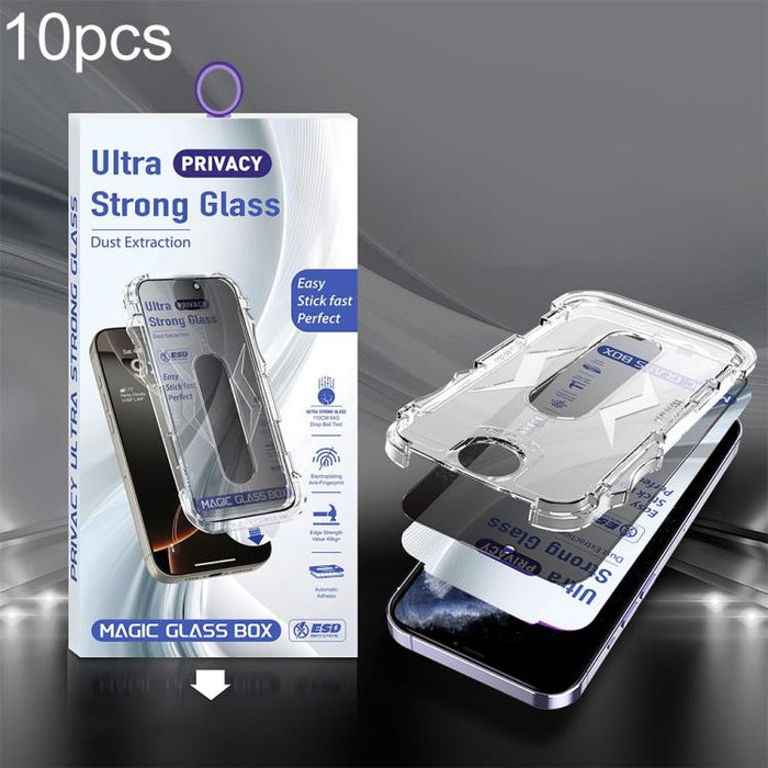 10 unidades de película de vidrio templado USG de fácil instalación, a prueba de polvo, con cobertura total de borde a borde., For iPhone 17e / 16e / 14 / 13 Pro, For iPhone 17 Pro Max, For iPhone 17 Pro, For iPhone 17 / 16 Pro, For iPhone Air         ...