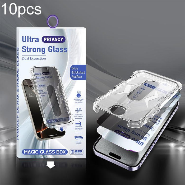 10 unidades de película de vidrio templado USG de fácil instalación, a prueba de polvo, con cobertura total de borde a borde., For iPhone 17e / 16e / 14 / 13 Pro, For iPhone 17 Pro Max, For iPhone 17 Pro, For iPhone 17 / 16 Pro, For iPhone Air         ...