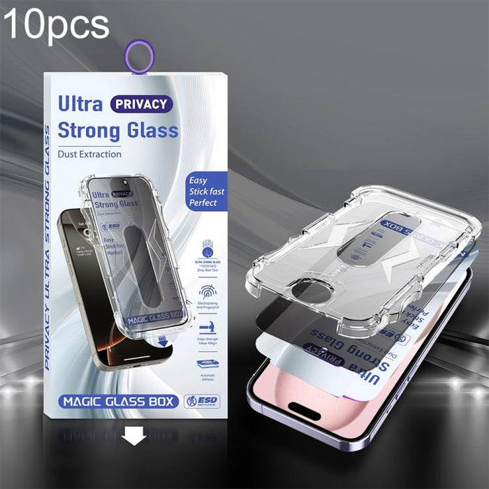 10 unidades de película de vidrio templado USG de fácil instalación, a prueba de polvo, con cobertura total de borde a borde., For iPhone 17e / 16e / 14 / 13 Pro, For iPhone 17 Pro Max, For iPhone 17 Pro, For iPhone 17 / 16 Pro, For iPhone Air         ...