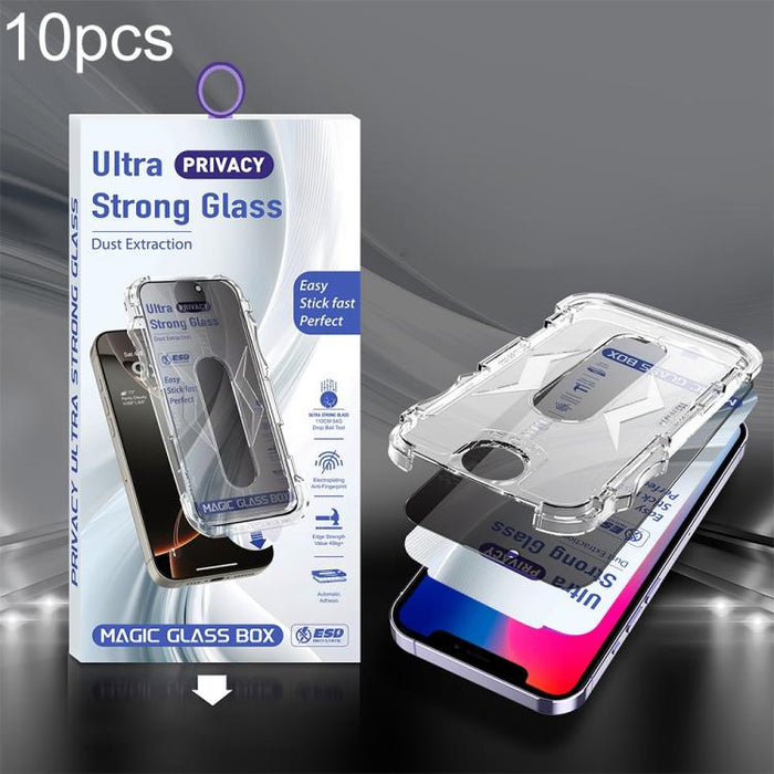 10 unidades de película de vidrio templado USG de fácil instalación, a prueba de polvo, con cobertura total de borde a borde., For iPhone 17e / 16e / 14 / 13 Pro, For iPhone 17 Pro Max, For iPhone 17 Pro, For iPhone 17 / 16 Pro, For iPhone Air         ...