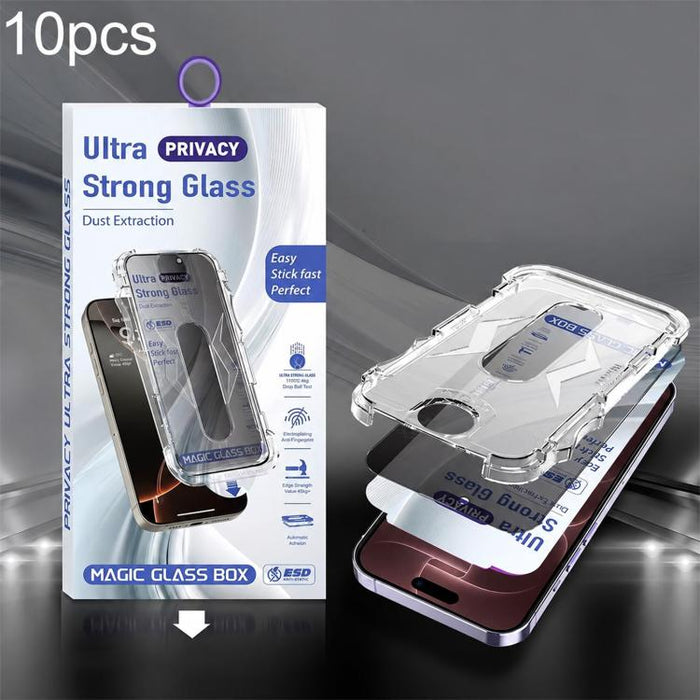 10 unidades de película de vidrio templado USG de fácil instalación, a prueba de polvo, con cobertura total de borde a borde., For iPhone 17e / 16e / 14 / 13 Pro, For iPhone 17 Pro Max, For iPhone 17 Pro, For iPhone 17 / 16 Pro, For iPhone Air         ...