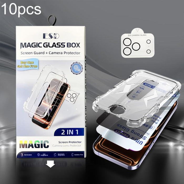 10 unidades de película de vidrio templado USG de fácil instalación, a prueba de polvo, con protección de borde a borde y película para lente., For iPhone 17e / 16e, For iPhone 17 Pro Max, For iPhone 17 Pro, For iPhone 17, For iPhone Air               ...