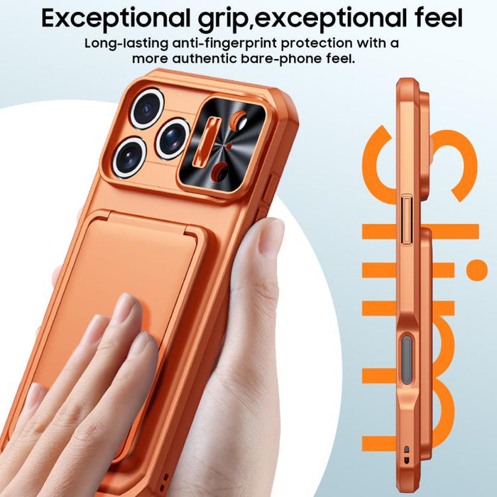 Funda híbrida para teléfono con tarjetero abatible, cubierta deslizante para cámara y carcasa de TPU y PC., For iPhone 17 Pro Max, For iPhone 16 Pro Max, For iPhone 15 Pro Max