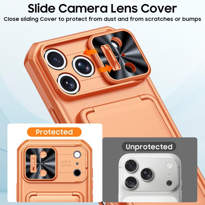 Funda híbrida para teléfono con tarjetero abatible, cubierta deslizante para cámara y carcasa de TPU y PC., For iPhone 17 Pro Max, For iPhone 16 Pro Max, For iPhone 15 Pro Max