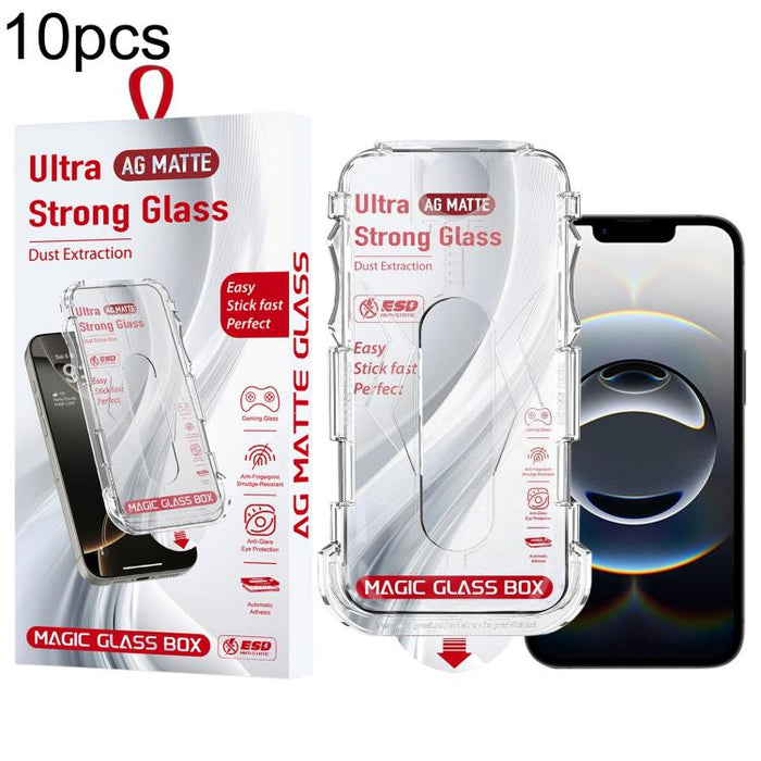 10 unidades de película de vidrio templado esmerilado para cajas a prueba de polvo de fácil instalación, For iPhone 17e / 16e / 14 / 13 Pro, For iPhone 17 Pro Max, For iPhone 17 Pro, For iPhone 17 / 16 Pro, For iPhone Air, For iPhone 16 Pro Max        ...