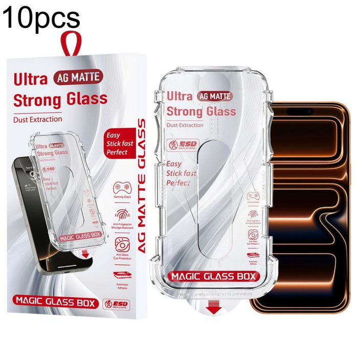 10 unidades de película de vidrio templado esmerilado para cajas a prueba de polvo de fácil instalación, For iPhone 17e / 16e / 14 / 13 Pro, For iPhone 17 Pro Max, For iPhone 17 Pro, For iPhone 17 / 16 Pro, For iPhone Air, For iPhone 16 Pro Max        ...