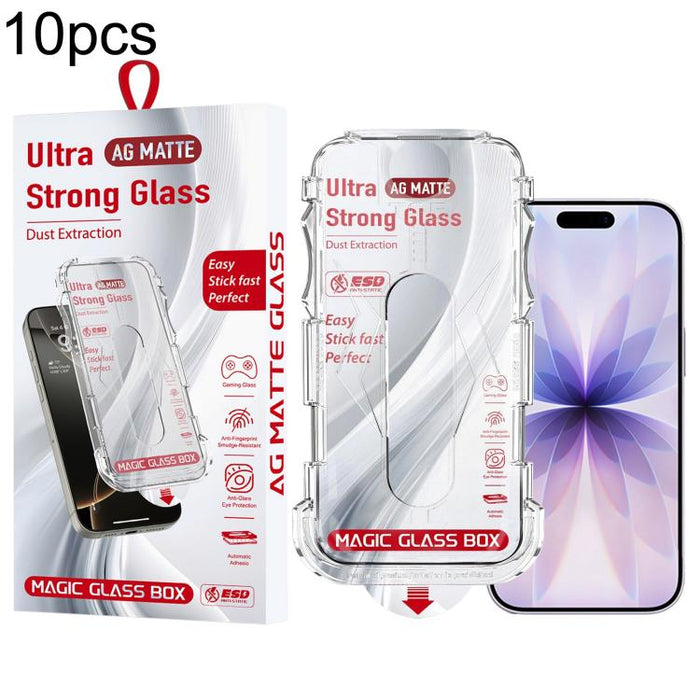 10 unidades de película de vidrio templado esmerilado para cajas a prueba de polvo de fácil instalación, For iPhone 17e / 16e / 14 / 13 Pro, For iPhone 17 Pro Max, For iPhone 17 Pro, For iPhone 17 / 16 Pro, For iPhone Air, For iPhone 16 Pro Max        ...