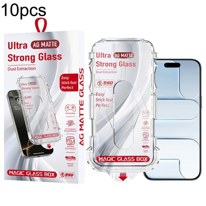 10 unidades de película de vidrio templado esmerilado para cajas a prueba de polvo de fácil instalación, For iPhone 17e / 16e / 14 / 13 Pro, For iPhone 17 Pro Max, For iPhone 17 Pro, For iPhone 17 / 16 Pro, For iPhone Air, For iPhone 16 Pro Max        ...
