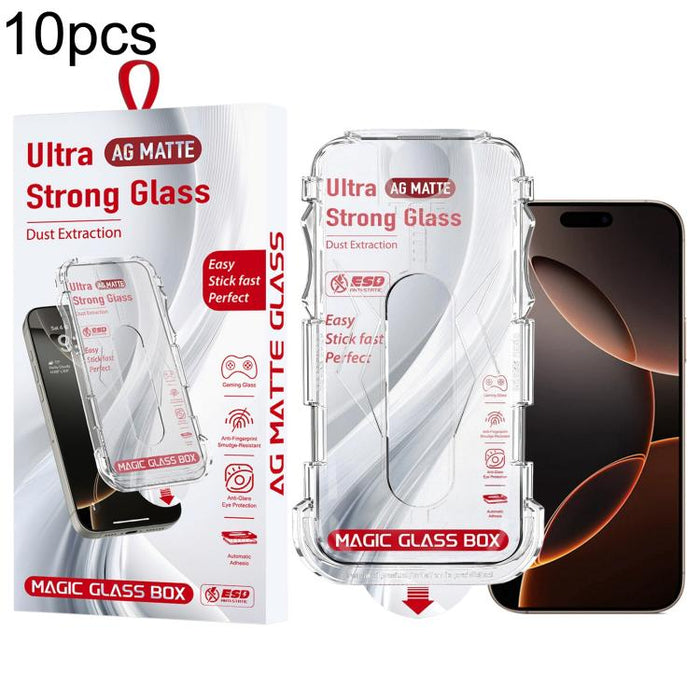 10 unidades de película de vidrio templado esmerilado para cajas a prueba de polvo de fácil instalación, For iPhone 17e / 16e / 14 / 13 Pro, For iPhone 17 Pro Max, For iPhone 17 Pro, For iPhone 17 / 16 Pro, For iPhone Air, For iPhone 16 Pro Max        ...