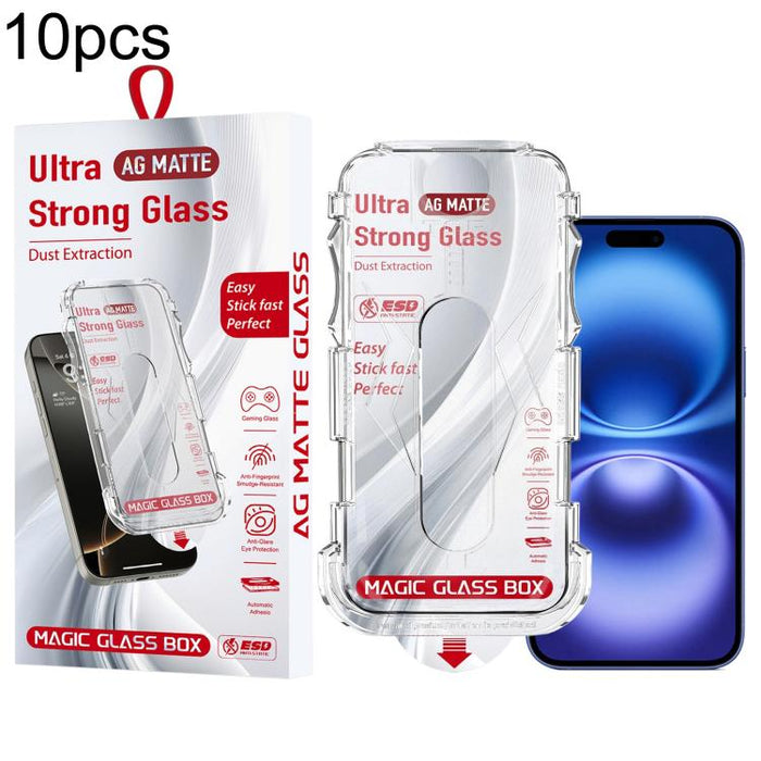10 unidades de película de vidrio templado esmerilado para cajas a prueba de polvo de fácil instalación, For iPhone 17e / 16e / 14 / 13 Pro, For iPhone 17 Pro Max, For iPhone 17 Pro, For iPhone 17 / 16 Pro, For iPhone Air, For iPhone 16 Pro Max        ...