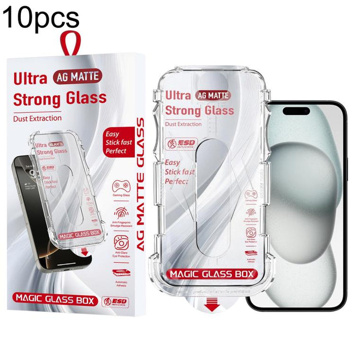 10 unidades de película de vidrio templado esmerilado para cajas a prueba de polvo de fácil instalación, For iPhone 17e / 16e / 14 / 13 Pro, For iPhone 17 Pro Max, For iPhone 17 Pro, For iPhone 17 / 16 Pro, For iPhone Air, For iPhone 16 Pro Max        ...