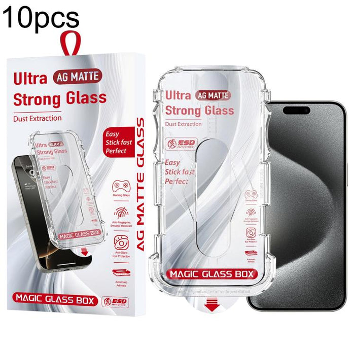 10 unidades de película de vidrio templado esmerilado para cajas a prueba de polvo de fácil instalación, For iPhone 17e / 16e / 14 / 13 Pro, For iPhone 17 Pro Max, For iPhone 17 Pro, For iPhone 17 / 16 Pro, For iPhone Air, For iPhone 16 Pro Max        ...