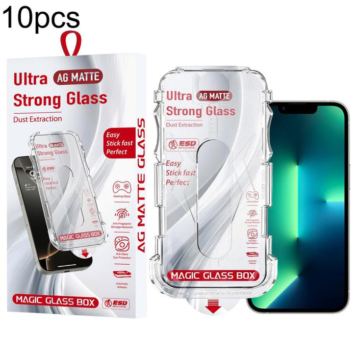 10 unidades de película de vidrio templado esmerilado para cajas a prueba de polvo de fácil instalación, For iPhone 17e / 16e / 14 / 13 Pro, For iPhone 17 Pro Max, For iPhone 17 Pro, For iPhone 17 / 16 Pro, For iPhone Air, For iPhone 16 Pro Max        ...