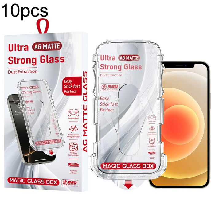 10 unidades de película de vidrio templado esmerilado para cajas a prueba de polvo de fácil instalación, For iPhone 17e / 16e / 14 / 13 Pro, For iPhone 17 Pro Max, For iPhone 17 Pro, For iPhone 17 / 16 Pro, For iPhone Air, For iPhone 16 Pro Max        ...