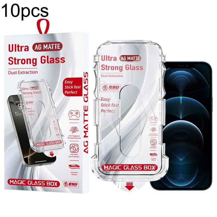 10 unidades de película de vidrio templado esmerilado para cajas a prueba de polvo de fácil instalación, For iPhone 17e / 16e / 14 / 13 Pro, For iPhone 17 Pro Max, For iPhone 17 Pro, For iPhone 17 / 16 Pro, For iPhone Air, For iPhone 16 Pro Max        ...