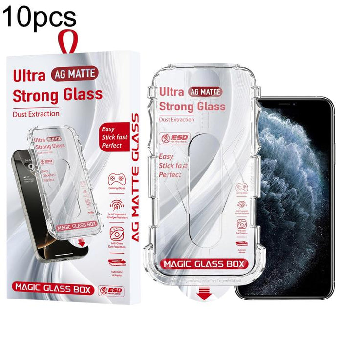 10 unidades de película de vidrio templado esmerilado para cajas a prueba de polvo de fácil instalación, For iPhone 17e / 16e / 14 / 13 Pro, For iPhone 17 Pro Max, For iPhone 17 Pro, For iPhone 17 / 16 Pro, For iPhone Air, For iPhone 16 Pro Max        ...