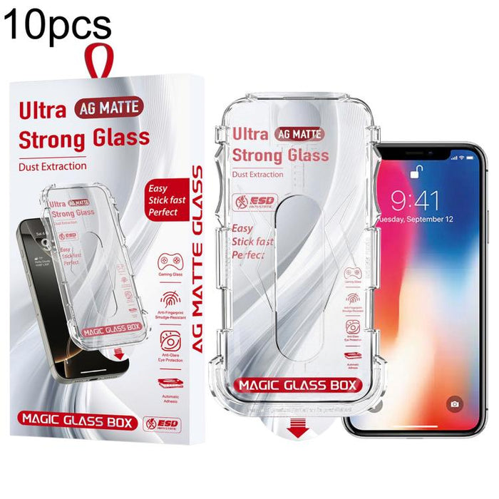 10 unidades de película de vidrio templado esmerilado para cajas a prueba de polvo de fácil instalación, For iPhone 17e / 16e / 14 / 13 Pro, For iPhone 17 Pro Max, For iPhone 17 Pro, For iPhone 17 / 16 Pro, For iPhone Air, For iPhone 16 Pro Max        ...