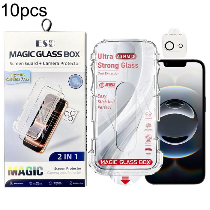 10 unidades de película protectora de vidrio templado esmerilado a prueba de polvo para cajas, de fácil instalación, con película para lentes., For iPhone 17e / 16e, For iPhone 17 Pro Max, For iPhone 17 Pro, For iPhone 17, For iPhone Air               ...