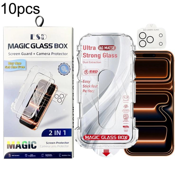 10 unidades de película protectora de vidrio templado esmerilado a prueba de polvo para cajas, de fácil instalación, con película para lentes., For iPhone 17e / 16e, For iPhone 17 Pro Max, For iPhone 17 Pro, For iPhone 17, For iPhone Air               ...