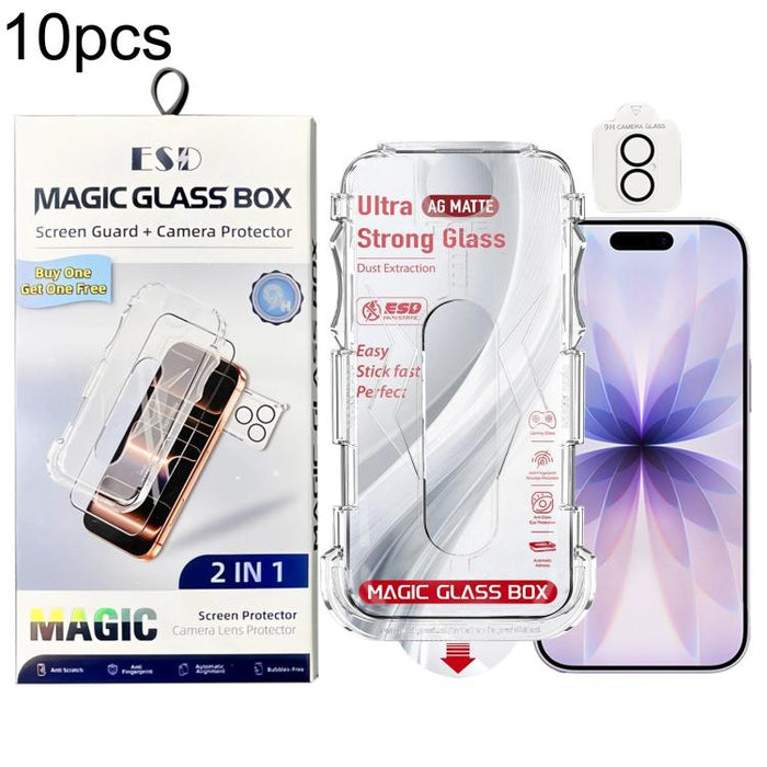 10 unidades de película protectora de vidrio templado esmerilado a prueba de polvo para cajas, de fácil instalación, con película para lentes., For iPhone 17e / 16e, For iPhone 17 Pro Max, For iPhone 17 Pro, For iPhone 17, For iPhone Air               ...