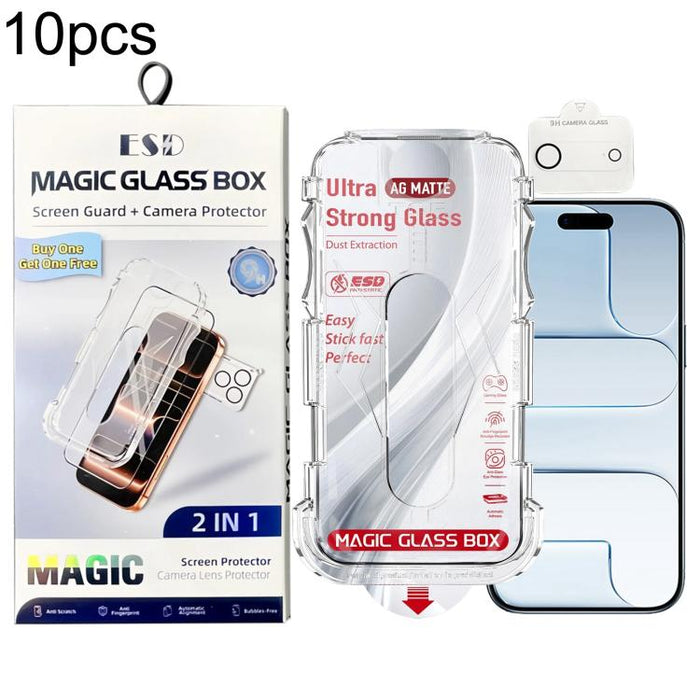 10 unidades de película protectora de vidrio templado esmerilado a prueba de polvo para cajas, de fácil instalación, con película para lentes., For iPhone 17e / 16e, For iPhone 17 Pro Max, For iPhone 17 Pro, For iPhone 17, For iPhone Air               ...