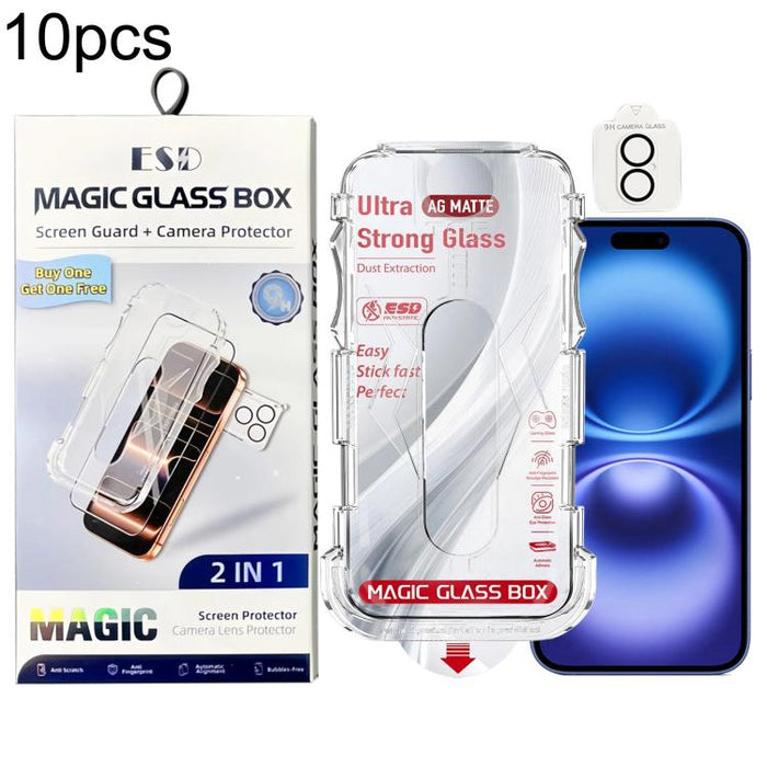 10 unidades de película protectora de vidrio templado esmerilado a prueba de polvo para cajas, de fácil instalación, con película para lentes., For iPhone 17e / 16e, For iPhone 17 Pro Max, For iPhone 17 Pro, For iPhone 17, For iPhone Air               ...