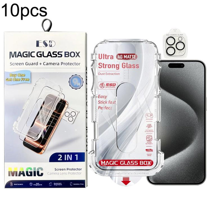 10 unidades de película protectora de vidrio templado esmerilado a prueba de polvo para cajas, de fácil instalación, con película para lentes., For iPhone 17e / 16e, For iPhone 17 Pro Max, For iPhone 17 Pro, For iPhone 17, For iPhone Air               ...