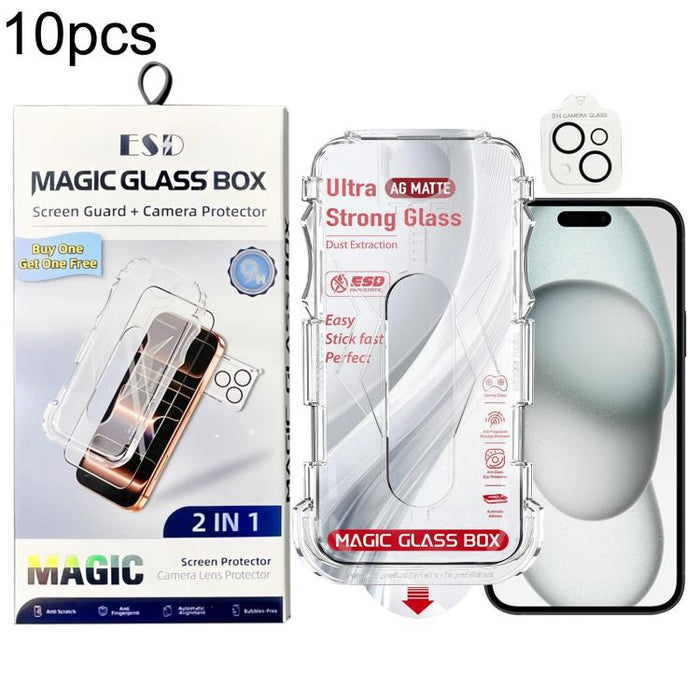 10 unidades de película protectora de vidrio templado esmerilado a prueba de polvo para cajas, de fácil instalación, con película para lentes., For iPhone 17e / 16e, For iPhone 17 Pro Max, For iPhone 17 Pro, For iPhone 17, For iPhone Air               ...