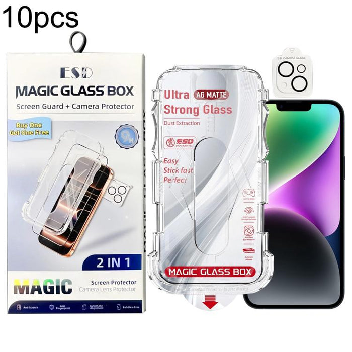 10 unidades de película protectora de vidrio templado esmerilado a prueba de polvo para cajas, de fácil instalación, con película para lentes., For iPhone 17e / 16e, For iPhone 17 Pro Max, For iPhone 17 Pro, For iPhone 17, For iPhone Air               ...
