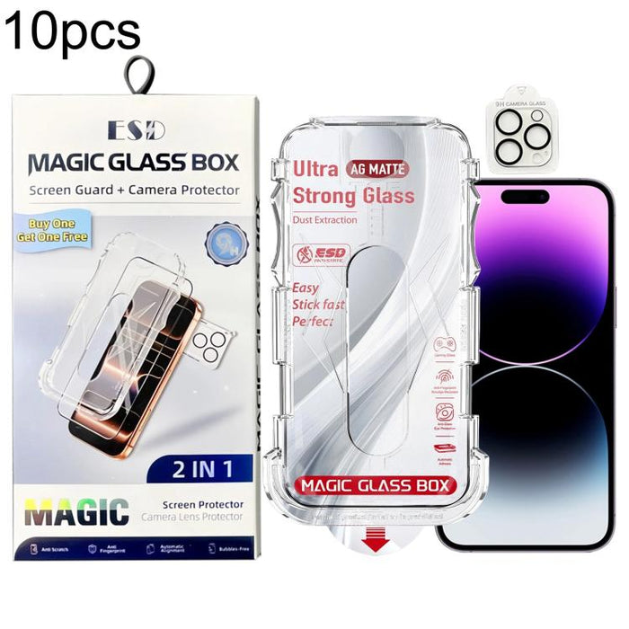 10 unidades de película protectora de vidrio templado esmerilado a prueba de polvo para cajas, de fácil instalación, con película para lentes., For iPhone 17e / 16e, For iPhone 17 Pro Max, For iPhone 17 Pro, For iPhone 17, For iPhone Air               ...