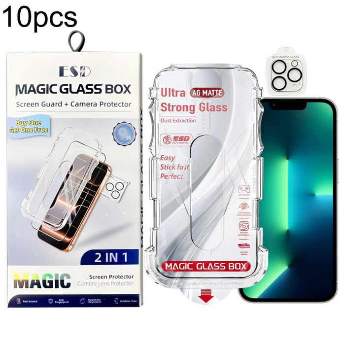 10 unidades de película protectora de vidrio templado esmerilado a prueba de polvo para cajas, de fácil instalación, con película para lentes., For iPhone 17e / 16e, For iPhone 17 Pro Max, For iPhone 17 Pro, For iPhone 17, For iPhone Air               ...