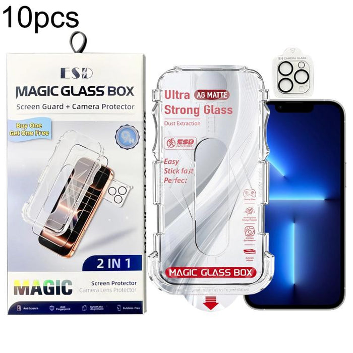 10 unidades de película protectora de vidrio templado esmerilado a prueba de polvo para cajas, de fácil instalación, con película para lentes., For iPhone 17e / 16e, For iPhone 17 Pro Max, For iPhone 17 Pro, For iPhone 17, For iPhone Air               ...