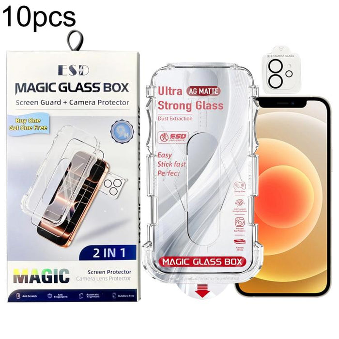10 unidades de película protectora de vidrio templado esmerilado a prueba de polvo para cajas, de fácil instalación, con película para lentes., For iPhone 17e / 16e, For iPhone 17 Pro Max, For iPhone 17 Pro, For iPhone 17, For iPhone Air               ...